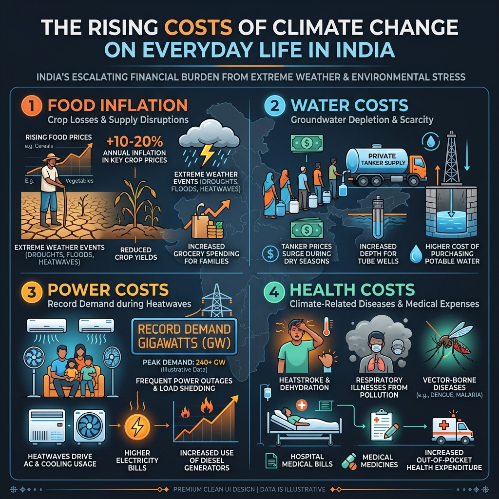 Economic Cost of Climate Change in India Infographic by Nano Banana Pro