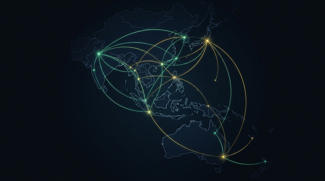 A G-Minus 2 Strategic Map of the Indo-Pacific highlighting connections between middle powers
