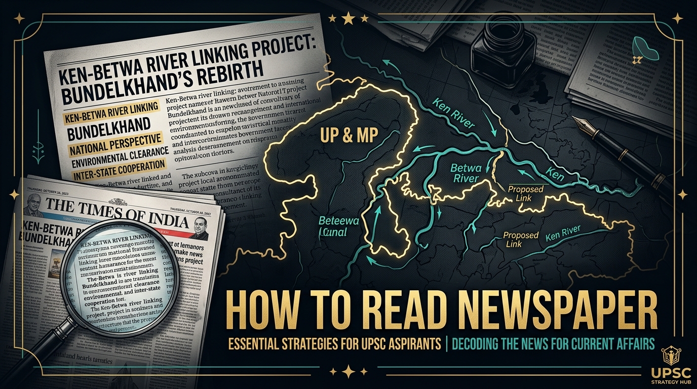 How to read a newspaper for UPSC using Ken-Betwa river linking project case study