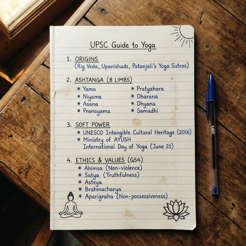 UPSC Study Note: Guide to Yoga with Doodles